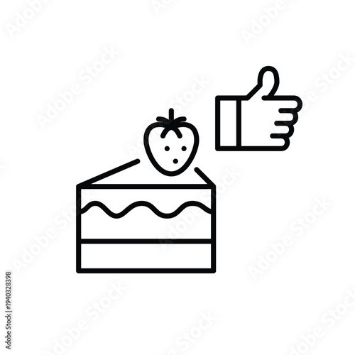 Strawberry cheesecake and like. Fast food order approval, dessert satisfaction positive customer feedback. Pixel perfect, editable stroke vector icon