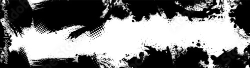 Monochrome background with paint strokes. Hand drawn. Not AI, vector illustration.