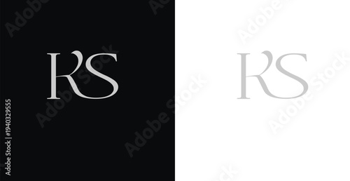Elegant RS serif monogram logo in black and white luxury style