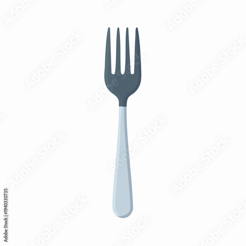 A simple illustration of a fork on a plain background viewed from directly above in a straightforward manner