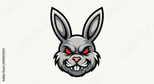 Fierce Rabbit Mascot Head Illustration.