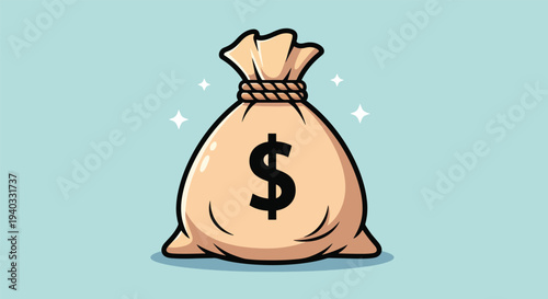 Money Bag with Dollar Sign Illustration 1.