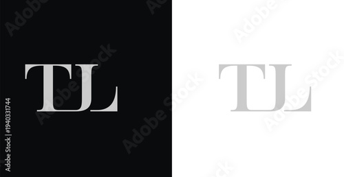 Elegant TL serif monogram logo in black and white luxury style