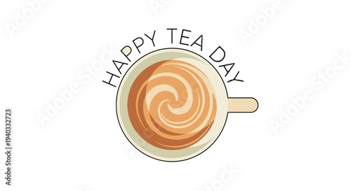Happy Tea Day illustration with a cup of tea.
