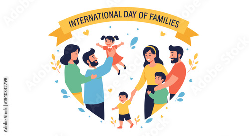 Happy family members playing together on International Day of Families.