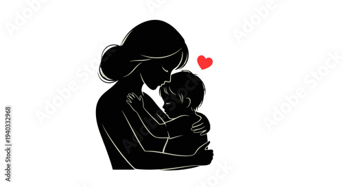 Mother holding baby in her arms with love and affection.