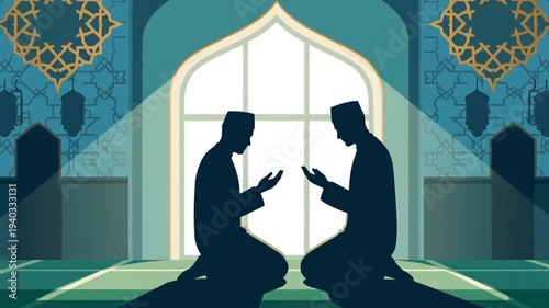 Silhouette of Prayer in Mosque