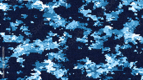 Military camouflage seamless pattern viewed from above in a digital environment