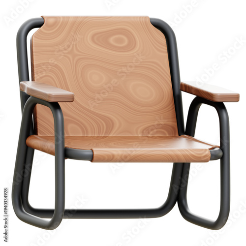 Vintage Wooden Chair: A detailed view of a stylish wooden chair featuring a classic design with sturdy black metal frame and soft leather. This image captures the essence of classic furniture. 