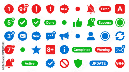 Collection of modern interface icons for notifications and alerts