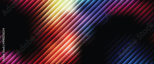 Futuristic neon texture with vibrant shades of blue green gradients and bright smooth fluted vertical lines. Bold dynamic design blending smooth tones and radiant colors for modern visual art project