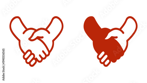 Handshake Icons: An icon shows the graphic representation of a handshake. It features two different artistic expressions that could be useful to symbolize partnership.