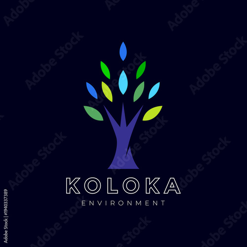 Tree growth wnvironment modern logo design vector
