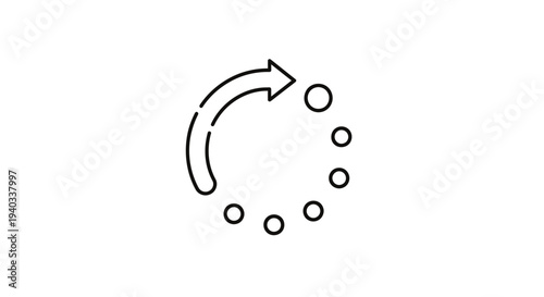 Loading Icon with Arrow and Dots, Circular Progress Indicator, Refresh Symbol
