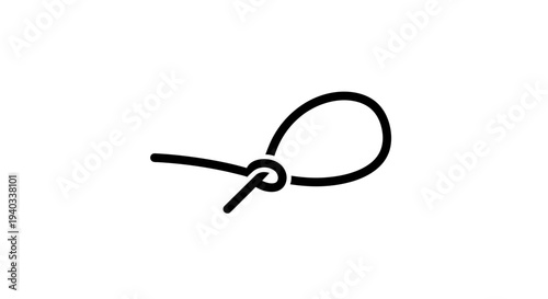 Minimalist Black Line Drawing of a Simple Knot with a Loop