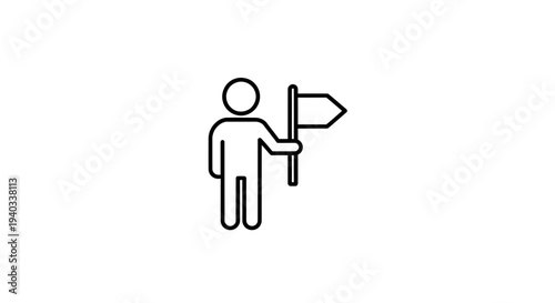 Man Holding Flag Icon, Symbolizing Leadership, Direction, and Achievement