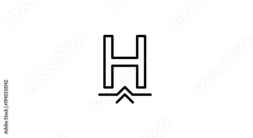Minimalist H Symbol with Upward Arrow and Line - Clean Graphic Design Element