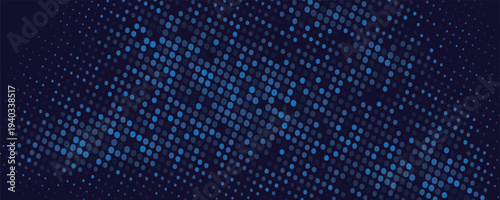 High speed dot moving technology concept. stripes halftone with blue light. speed movement pattern and motion blur over dark blue background. Vector Illustration.