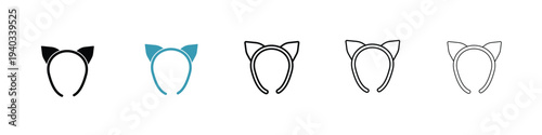 Headband icon in line art style on white background for graphic and web design.