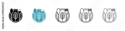 Healthy food icon in line art style on white background for graphic and web design.