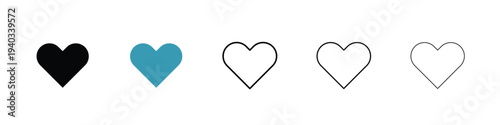 Heart icon in line art style on white background for graphic and web design.