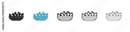 Iftar meal ramadan icon in line art style on white background for graphic and web design.