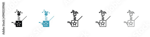 Jack in the box icon in line art style on white background for graphic and web design.