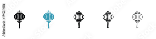 Lantern icon in line art style on white background for graphic and web design.