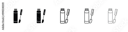 Lip gloss icon in line art style on white background for graphic and web design.