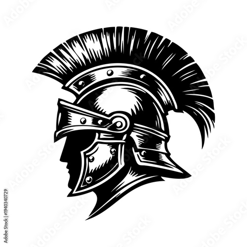 Logo legionario romano. Icono con guerrero romano con casco con penacho