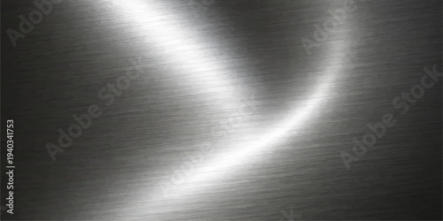 Brushed silver metal texture background with shiny stainless steel plate surface and industrial metallic pattern design