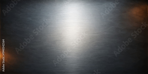 Polished silver stainless steel plate with a brushed metal texture and shiny metallic aluminum surface pattern for an industrial grey chrome wallpaper illustration