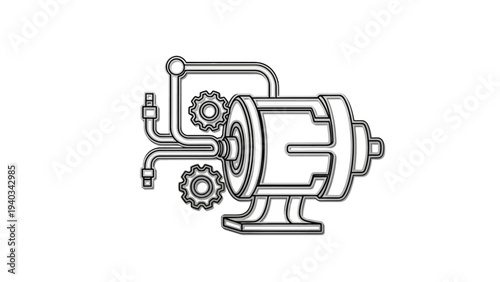 Detailed Illustration of Electric Motor Components.