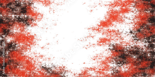 Red grunge paint splash and splatter texture background with dirty artistic design and abstract illustration pattern