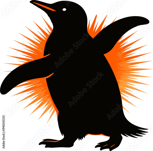 Cute Penguin Celebration Silhouette Vector for Penguin Day