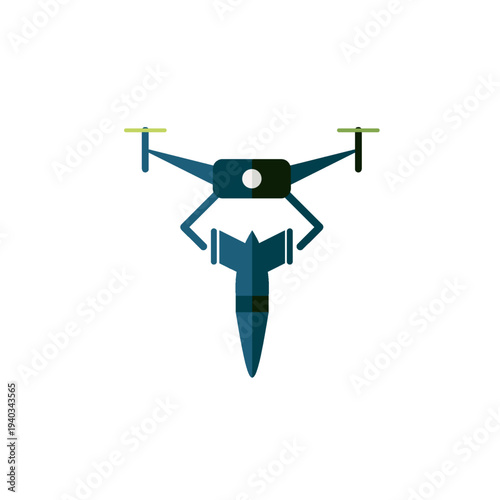 Military drone icon for aerial surveillance and remote operation defense system.