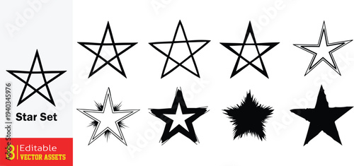 Creative Star Shapes Collection Featuring Diverse Styles Icons and Decorative Graphic Elements