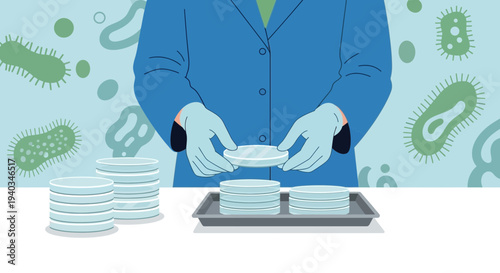 Scientist holding petri dish with bacteria culture in laboratory, microbiology research