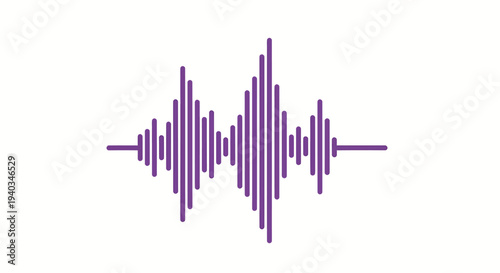 Purple sound wave graphic on a white background with varying vertical line heights