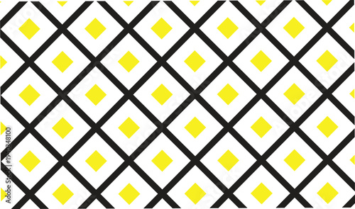 Seamless vector pattern with yellow diamonds and black intersecting lines on transparent background modern abstract texture for design website design