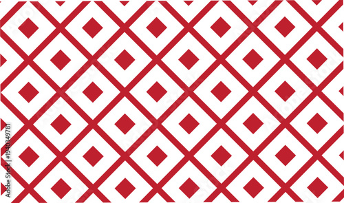 Red diamond pattern on checkerboard background, geometric rhombus grid design, repeating motif for vibrant backgrounds, decorative tiling and modern applications