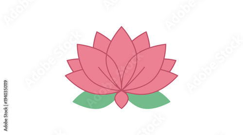 A serene lotus flower line art icon viewed from above, symbolizing elegance and refinement in a simple graphic illustration.
