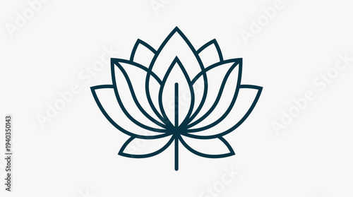 Lotus flower outline icon vector illustration in a serene environment from a front viewpoint