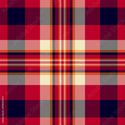 Size background vector pattern, flannel plaid texture seamless. Fiber check tartan fabric textile in red and dark colors.