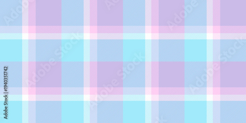 Group plaid check seamless, checker background pattern fabric. Wrapping textile vector tartan texture in light and cyan colors.