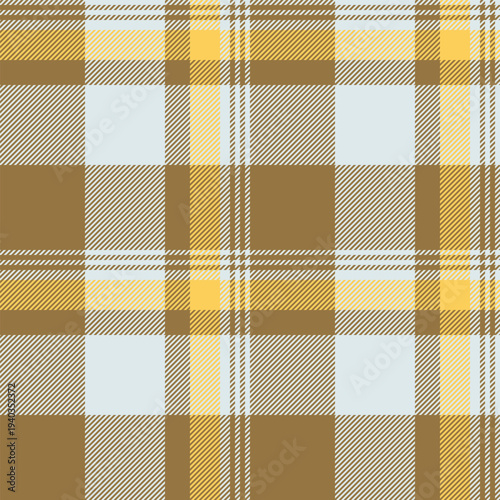 Amazing seamless fabric textile, conceptual vector background check. Folk texture tartan plaid pattern in amber and sterling silver colors.
