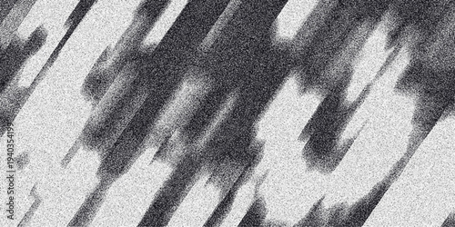 Abstract monochrome textured background with diagonal streaks and grainy noise effect creating a dynamic and artistic visual pattern for graphic design and digital art applications
