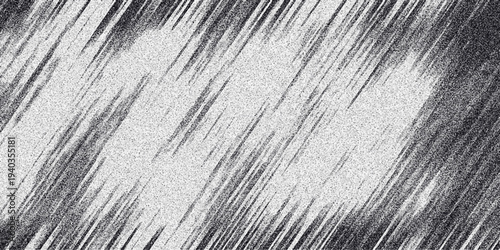 Monochrome abstract background with diagonal lines and a central lighter area, featuring a grainy texture and a sense of motion