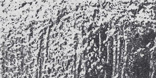 Grayscale abstract texture with vertical streaks and irregular blotches, exhibiting a distressed, weathered, or dripping paint effect with subtle grain