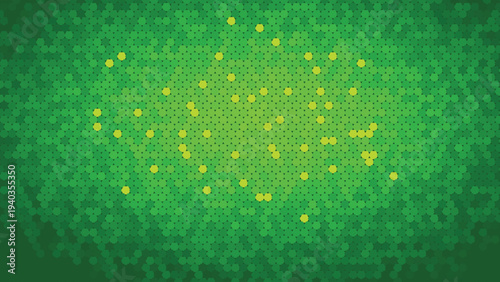 Hexagonal grid pattern with highlighted data points designed for use in visualization projects, decorative design applications, wallpaper creation, and cultural artwork requiring structured repetition